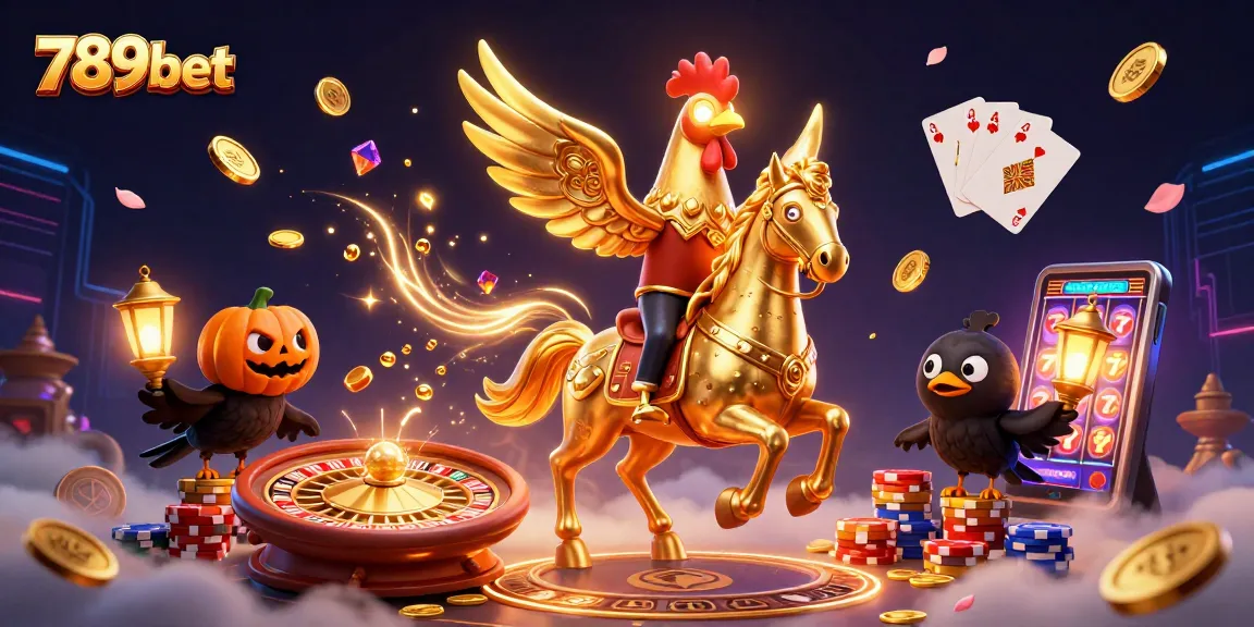 Join the action at 789bet with golden rooster and crow companions amidst casino thrills.