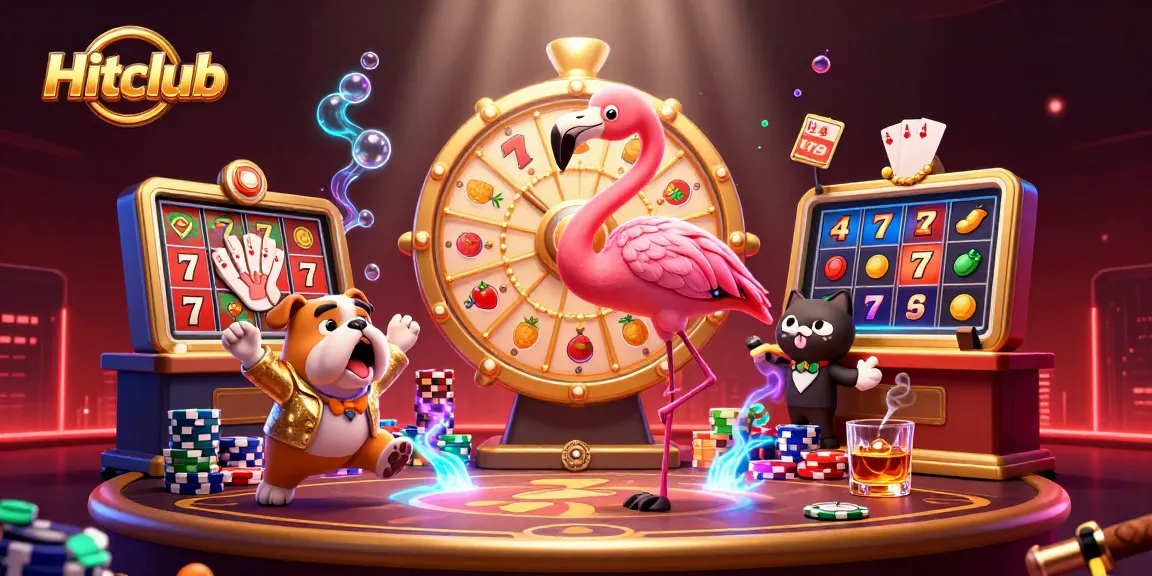 Hitclub showcases thrilling slot reels and vibrant casino action with engaging characters and dynamic scenery.