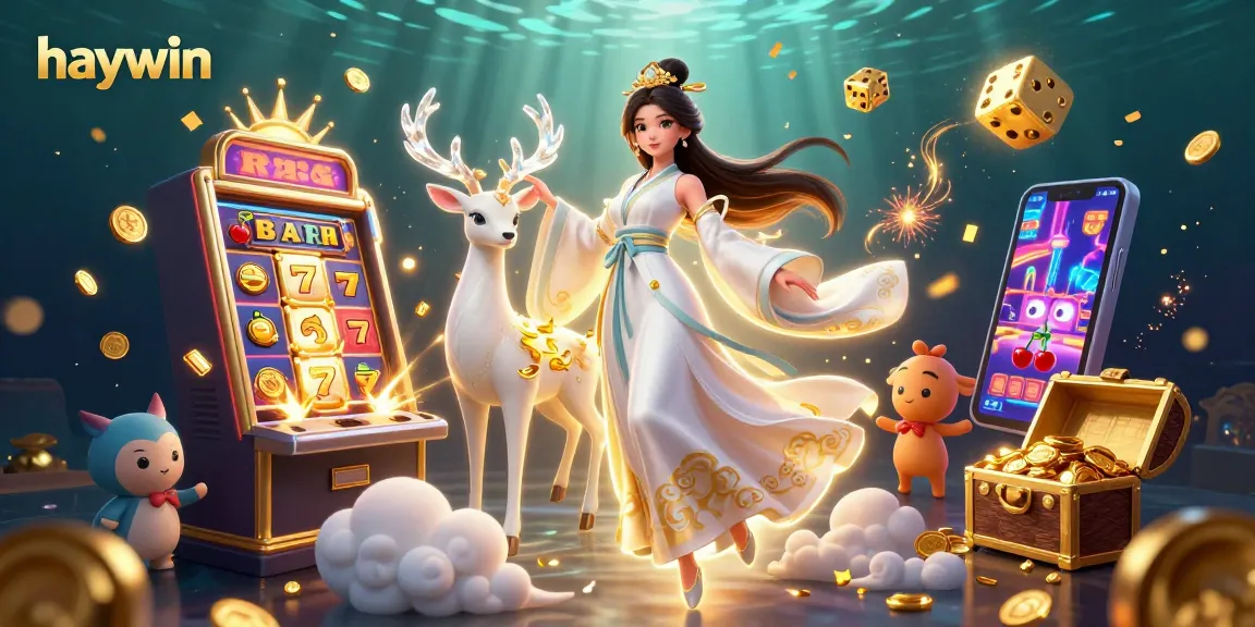 Experience joy at Haywin with a vibrant 3D casino illustration showcasing exciting gaming elements.