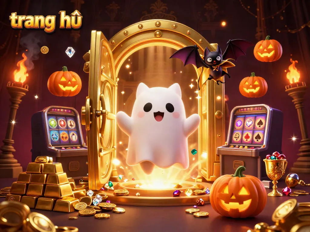 Experience the thrilling "trang chủ" atmosphere with a ghost cat and treasure in a casino