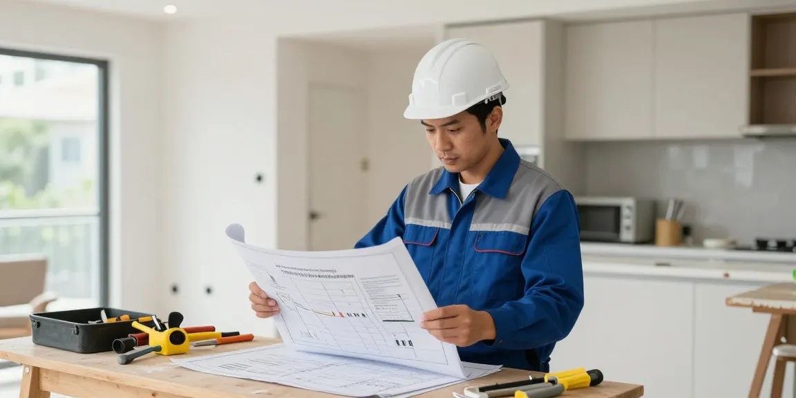 Trusted local contractor at luck8 reviewing home plans in Ho Chi Minh City.
