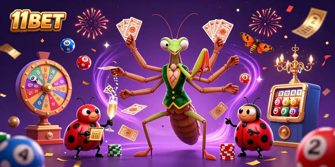 Win big with 11BET's exciting games, featuring colorful lottery balls and engaging characters.