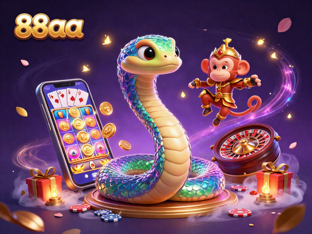 Spin the reels with 88aa, featuring vibrant 3D characters and dynamic casino elements.