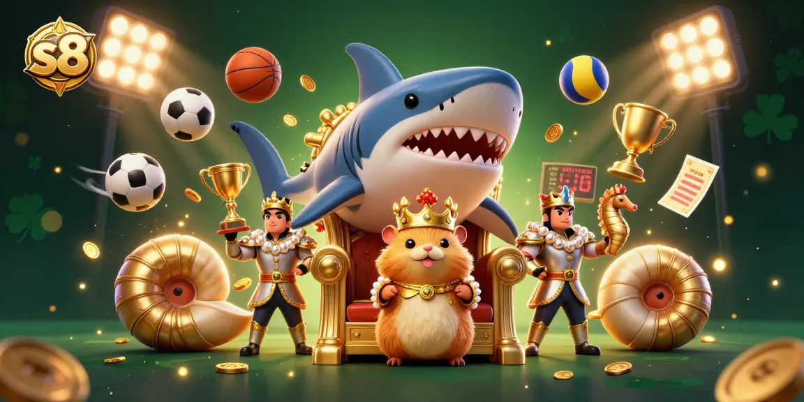 Bet on exciting moments with s8, featuring a golden hamster king in a vibrant casino scene.
