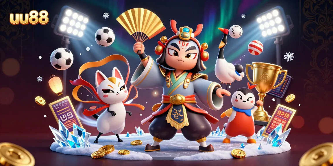 Win big with uu88 in a vibrant 3D casino scene featuring dynamic sports elements.