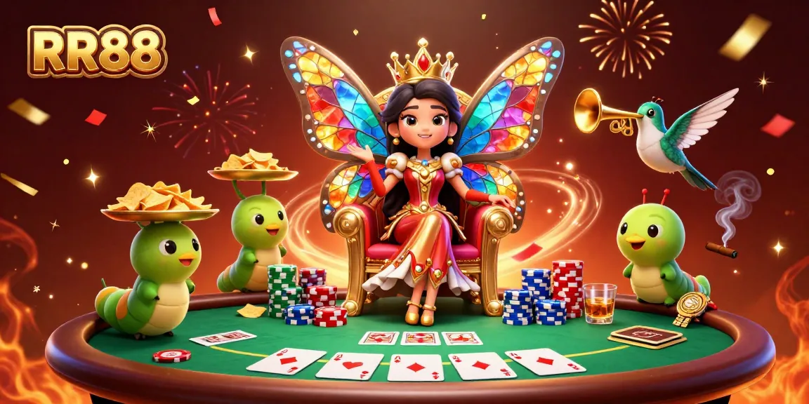 Experience thrilling gambling action at RR88 with vibrant casino elements and colorful characters.