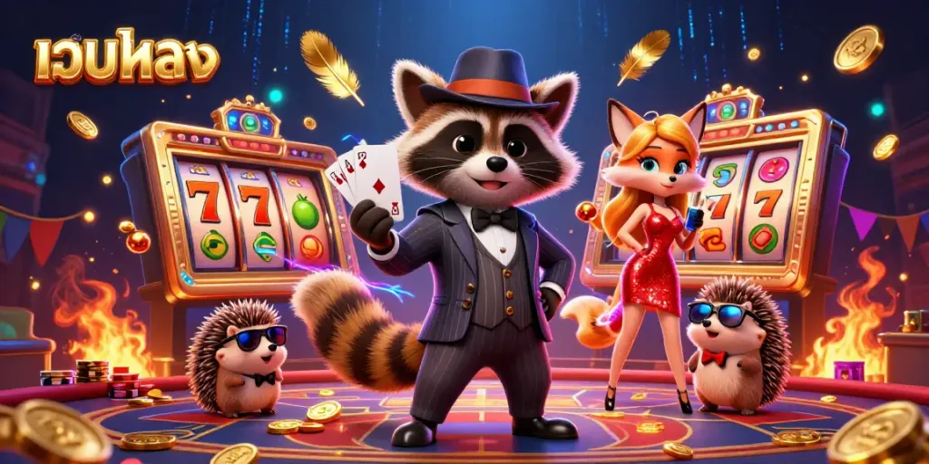 Experience the thrill of เว็บตรง casino gaming with dynamic slot symbols and vibrant characters.