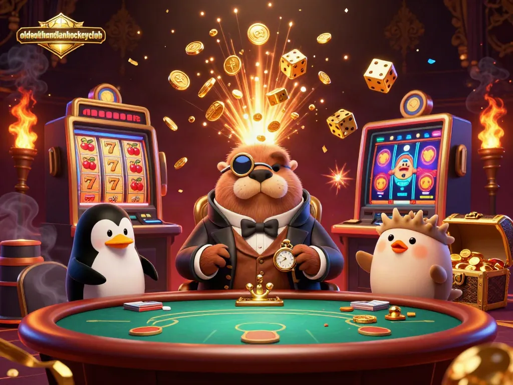 Engage in exciting underwater poker with the oldsouthendianhockeyclub characters in a vibrant casino scene.