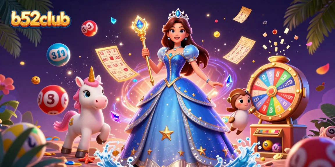 B52Club invites players to immerse in the exciting gaming experience with vibrant casino elements and enchanting characters.