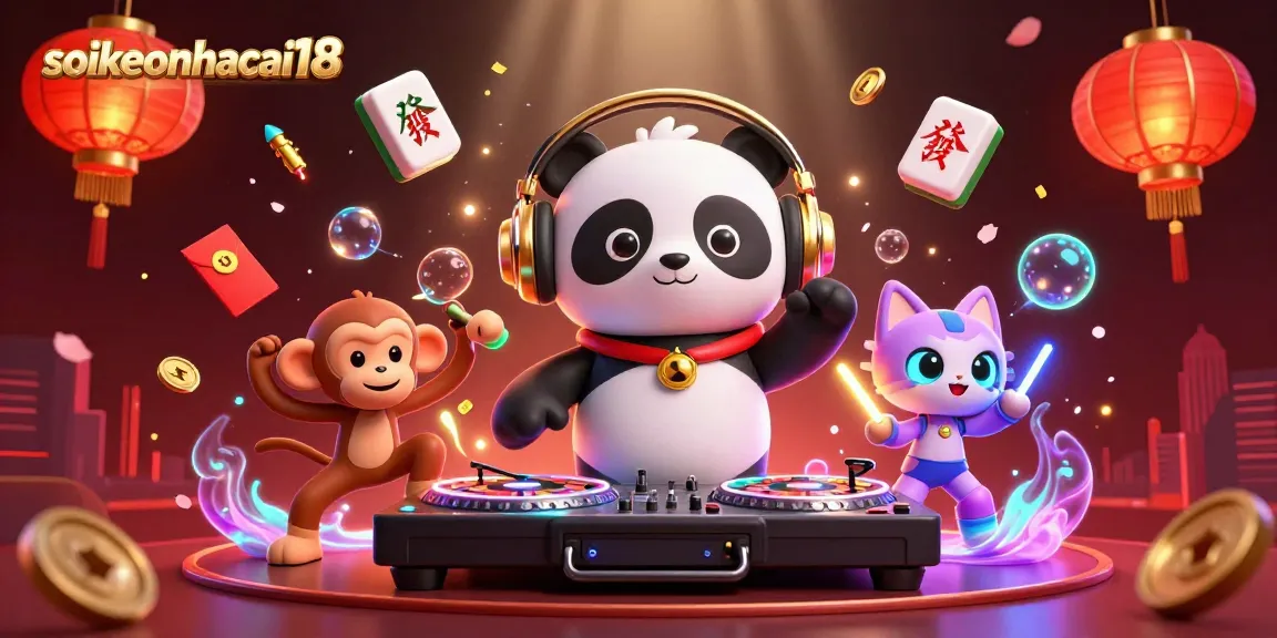 Experience the excitement of soikeonhacai18 with a DJ panda spinning and a dancing monkey!