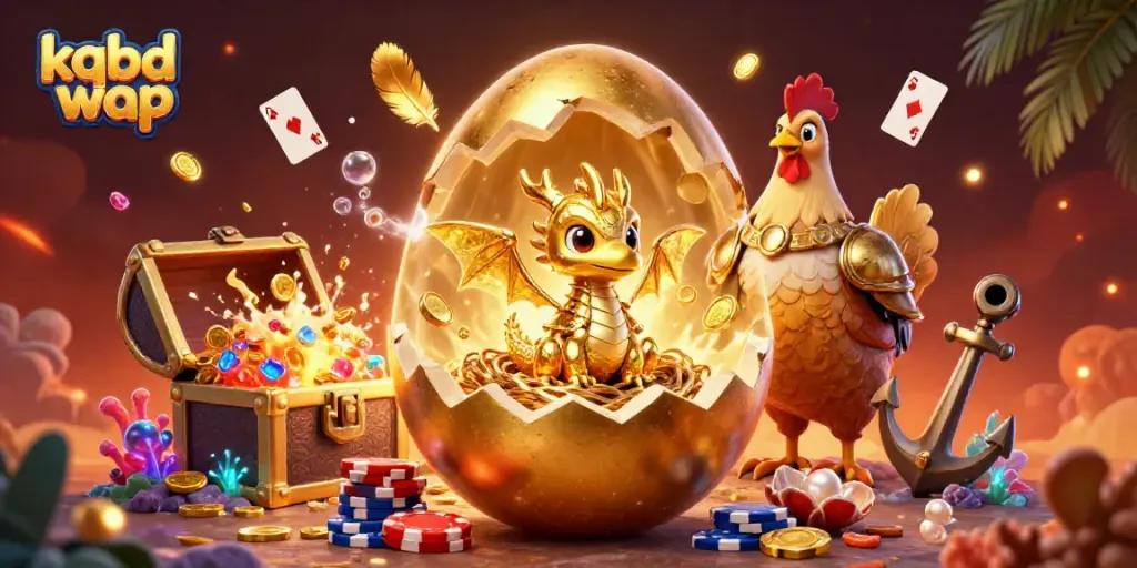 Experience thrilling matches with kqbd wap, showcasing golden dragon and poker chip nest.