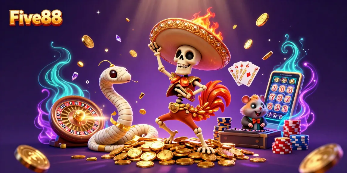 Experience thrilling gameplay at Five88 with vibrant 3D characters and dazzling casino elements.