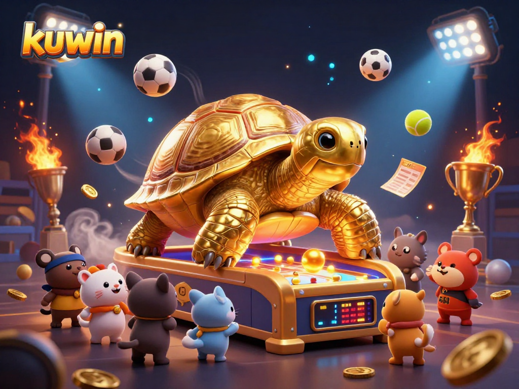 Kuwin engaging players with dynamic sports betting action from a lively 3D illustration.
