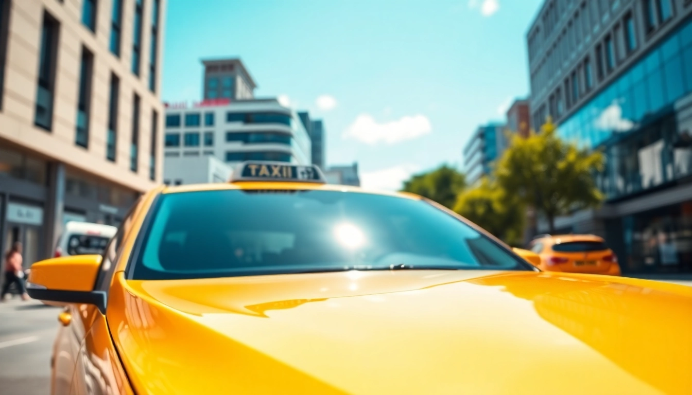 Woking taxi service showcasing a professional vehicle amid urban scenery.