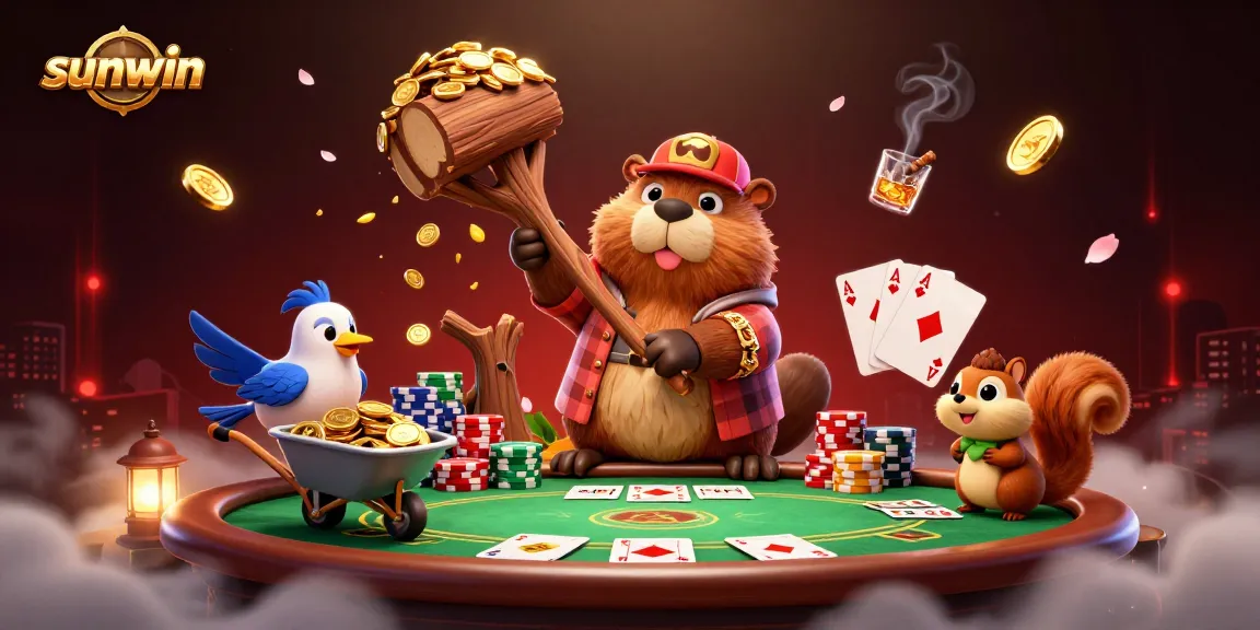 Experience excitement with sunwin as 3D characters celebrate a jackpot of golden coins!