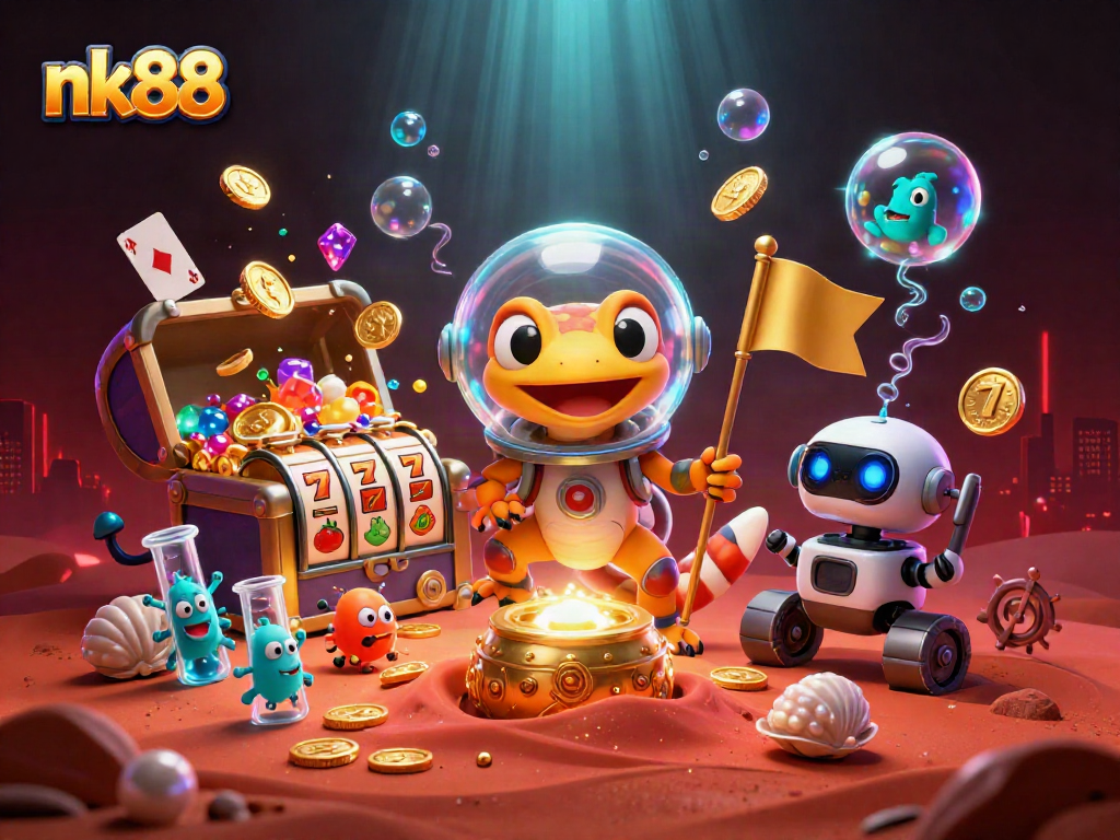 nk88 reveals hidden treasures in a Martian casino adventure filled with vibrant gaming elements.