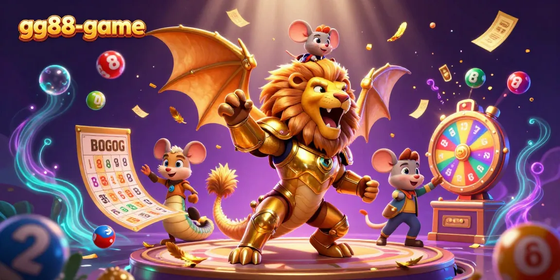 Experience the thrilling gg88-game with vibrant lottery elements and a legendary chimera in action.